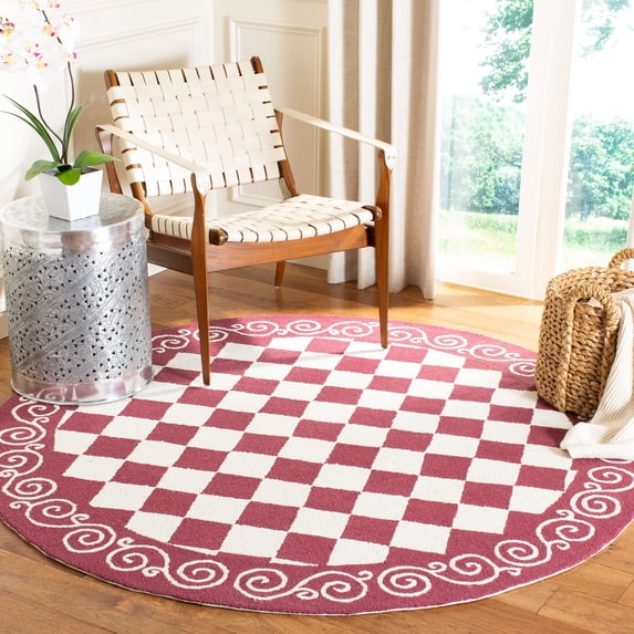 Safavieh Chelsea Marilou Bordered Wool Area Rug, Burgundy/Ivory, 8' x 8' Round