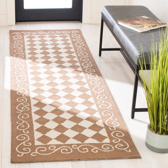 Safavieh Chelsea Marilou Bordered Wool Runner Rug, Brown/Ivory, 2'6" x 6'