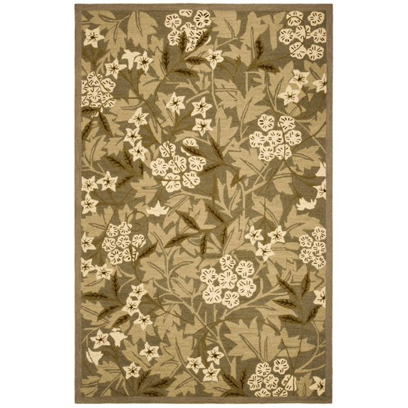 SAFAVIEH Chelsea Mayra Floral Wool Area Rug, Green/Ivory, 3'9" x 5'9"