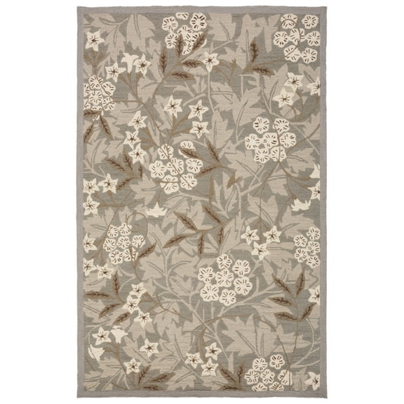 SAFAVIEH Chelsea Mayra Floral Wool Area Rug, Green/Ivory, 5'3" x 8'3"