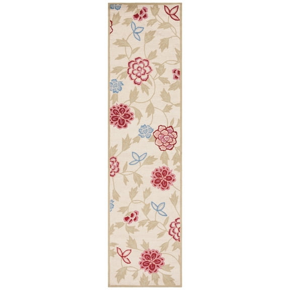SAFAVIEH Chelsea Melyssa Floral Wool Runner Rug, Ivory/Green, 2'6" x 10'