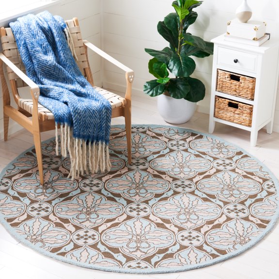 Safavieh Chelsea Meridith Floral Area Rug, Brown/Blue, 5'6" x 5'6" Round