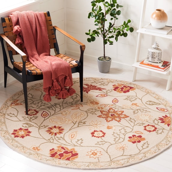 Safavieh Chelsea Milton Floral Area Rug, Ivory/Green, 4' x 4' Round