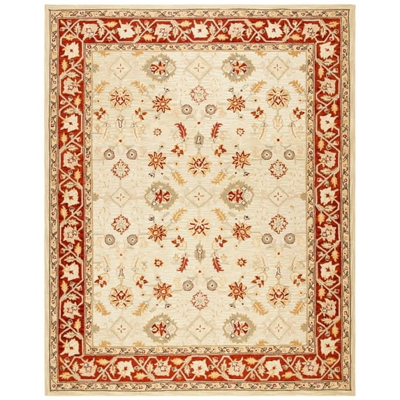 SAFAVIEH Chelsea Nessa Traditional Wool Area Rug, Ivory/Rust, 5'3" x 8'3"