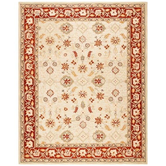 SAFAVIEH Chelsea Nessa Traditional Wool Area Rug, Ivory/Rust, 7'9" x 9'9"