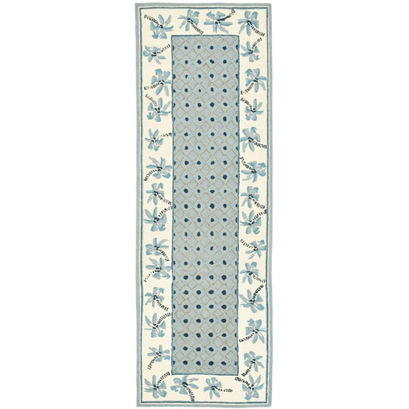 SAFAVIEH Chelsea Normina Palm Trees Wool Area Rug, Blue/Ivory, 2'9" x 4'9"