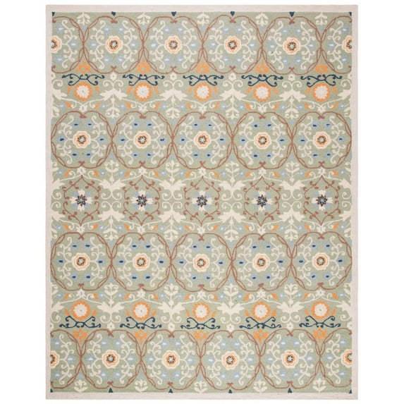 SAFAVIEH Chelsea Odetta Floral Wool Area Rug, Sage/Ivory, 3'9" x 5'9"