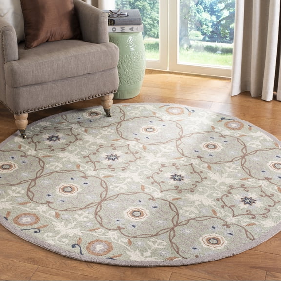 Safavieh Chelsea Odetta Geometric Area Rug, Sage/Ivory, 5'6" x 5'6" Round