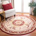 thumbnail image 1 of SAFAVIEH Chelsea Patton Floral Wool Area Rug, Ivory/Burgundy, 3' x 3' Round, 1 of 11
