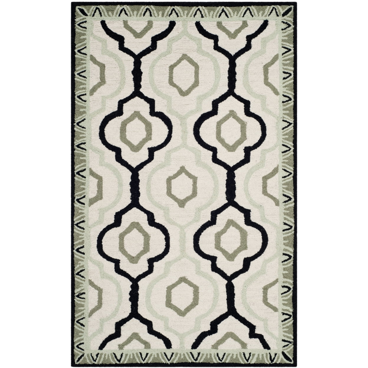 Handmade Black Wool Tufted Rug, 2' 6" x 4'