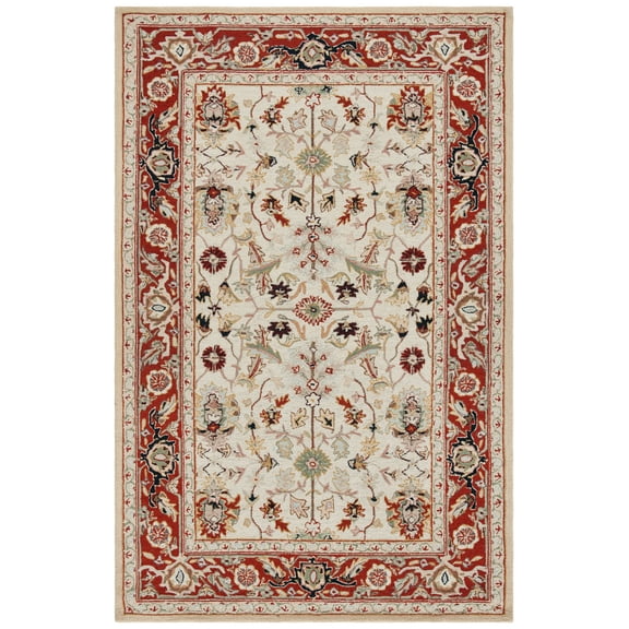 SAFAVIEH Chelsea Quinlan Oriental Area Rug, Ivory/Red, 3'9" x 5'9"