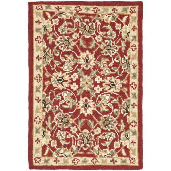 SAFAVIEH Chelsea Raeburn Traditional Wool Area Rug, Burgundy/Ivory, 4' x 4' Round