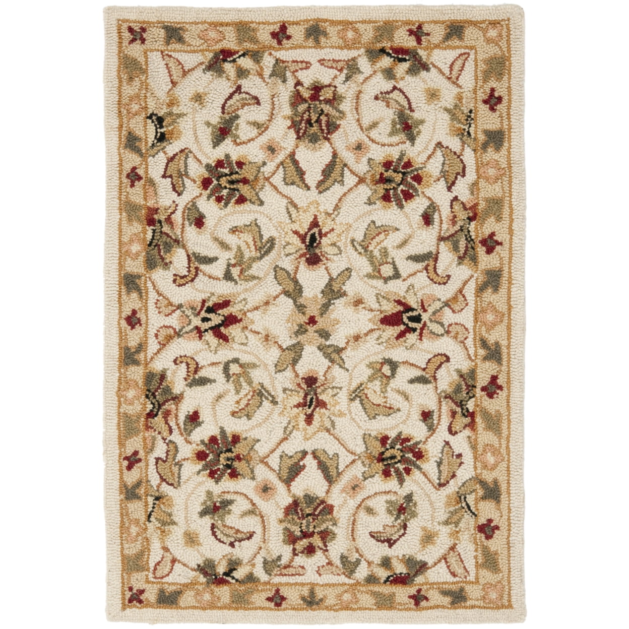 Handmade Ivory Wool Rectangular Area Rug, 3'9" x 5'9"