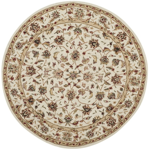 SAFAVIEH Chelsea Raeburn Traditional Wool Area Rug, Ivory, 5'6" x 5'6" Round