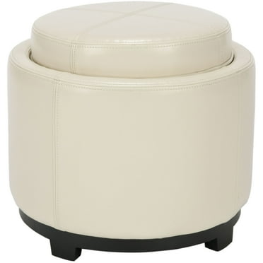 SAFAVIEH Chelsea Round Tray Ottoman Flat Cream