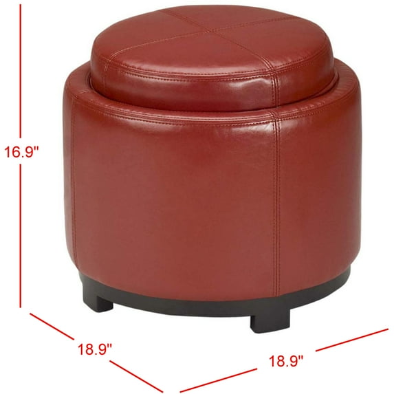 SAFAVIEH Chelsea Round Tray Ottoman Red