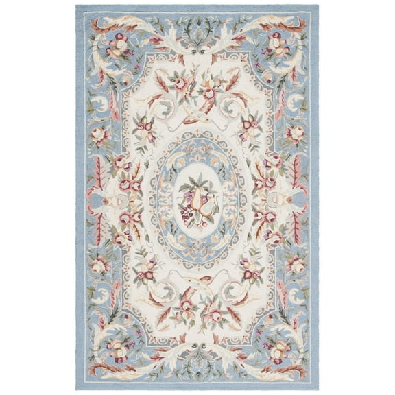 SAFAVIEH Chelsea Samara Floral Wool Area Rug, Blue, 3'9" x 5'9"