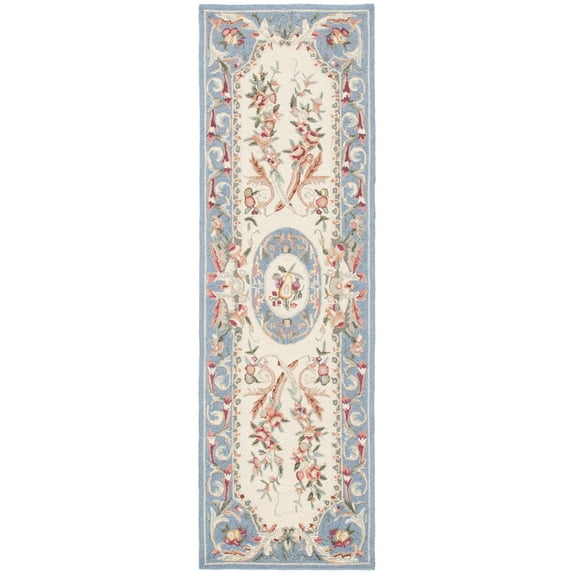 SAFAVIEH Chelsea Samara Geometric Wool Runner Rug, Blue, 2'6" x 8'