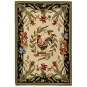 SAFAVIEH Chelsea Serenity Rooster Wool Area Rug, Cream/Black, 1'8" x 2'6"