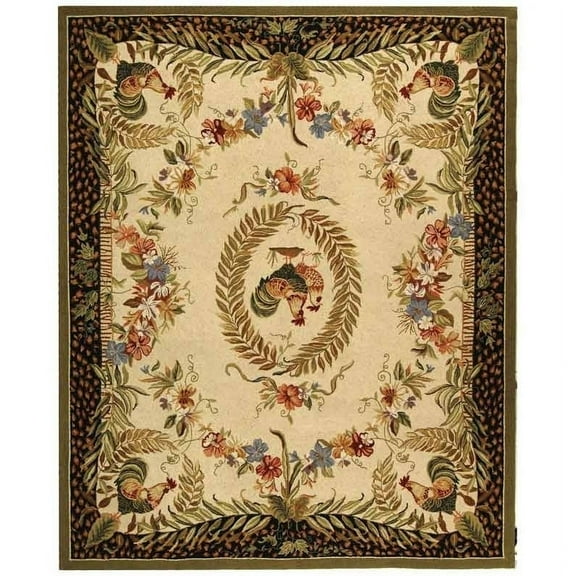 SAFAVIEH Chelsea Serenity Rooster Wool Area Rug, Cream/Black, 7'9" x 9'9"