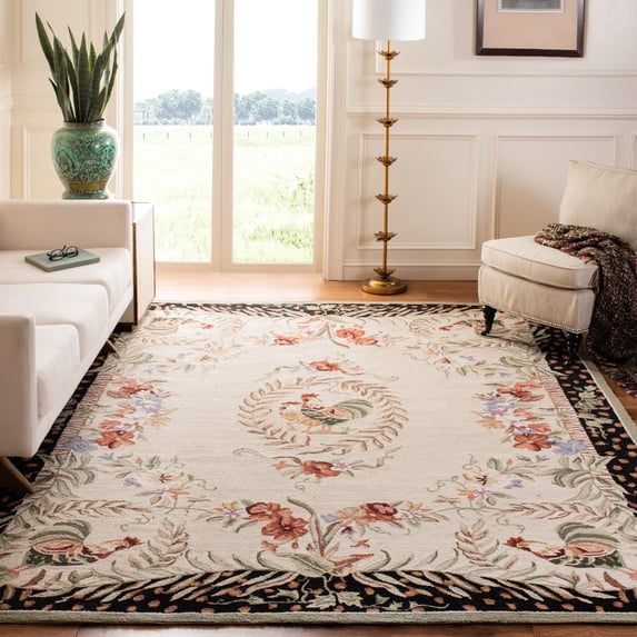 Safavieh Chelsea Serenity Botanical Wool Area Rug, Creme/Black, 9' x 12'