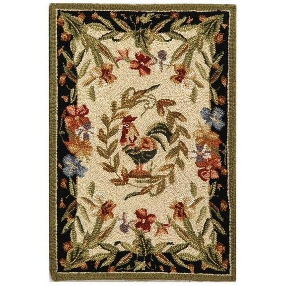 SAFAVIEH Chelsea Serenity Rooster Wool Area Rug, Cream/Black, 8'9" x 11'9"