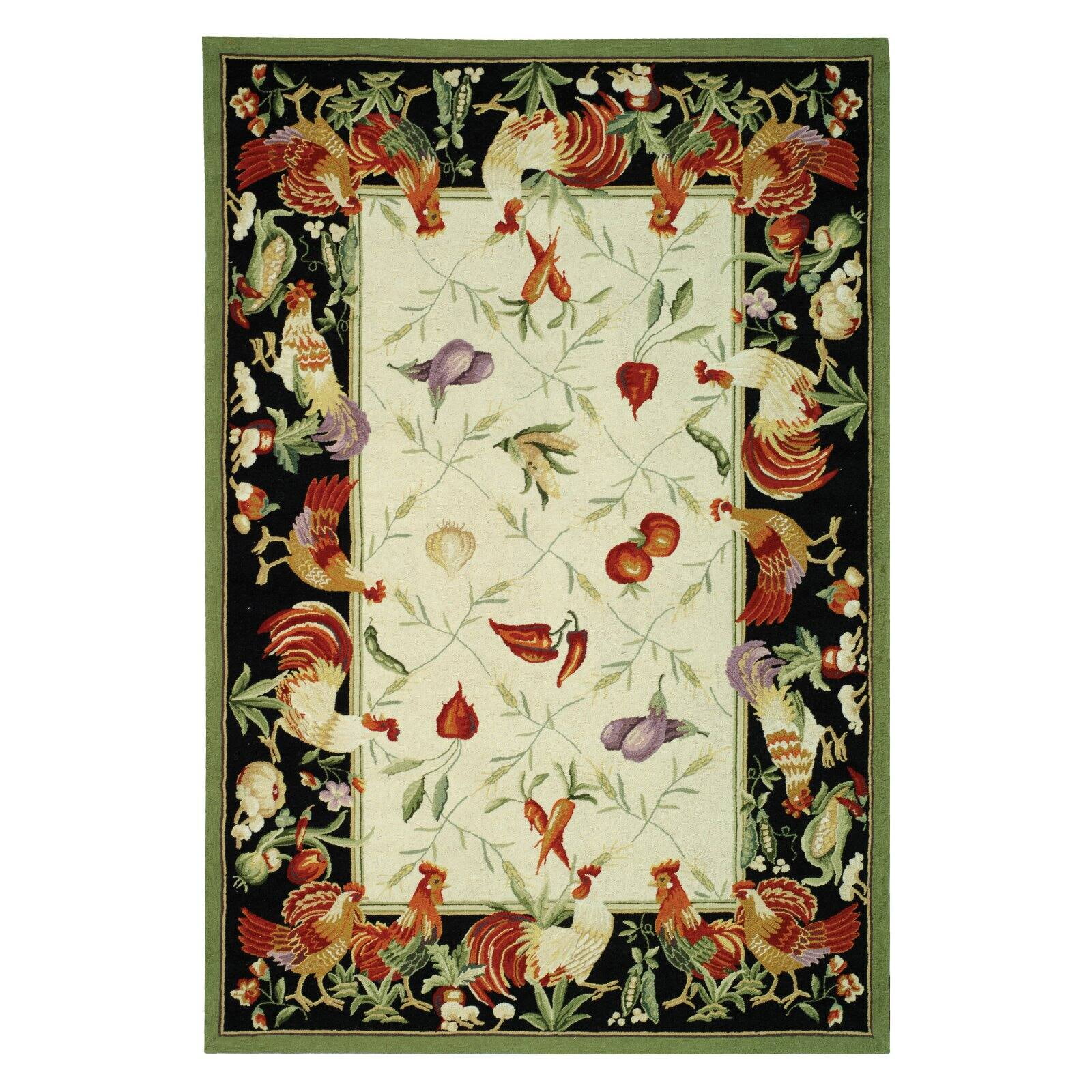 SAFAVIEH Chelsea Shelton Rooster Wool Area Rug, Ivory/Black, 2'9