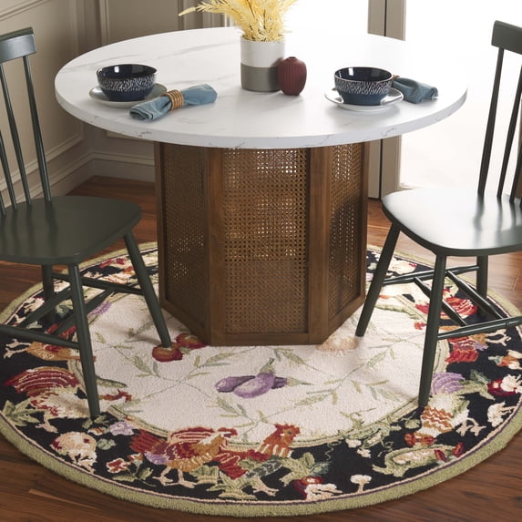 Safavieh Chelsea Shelton Novelty Wool Area Rug, Ivory/Black, 4' x 4' Round