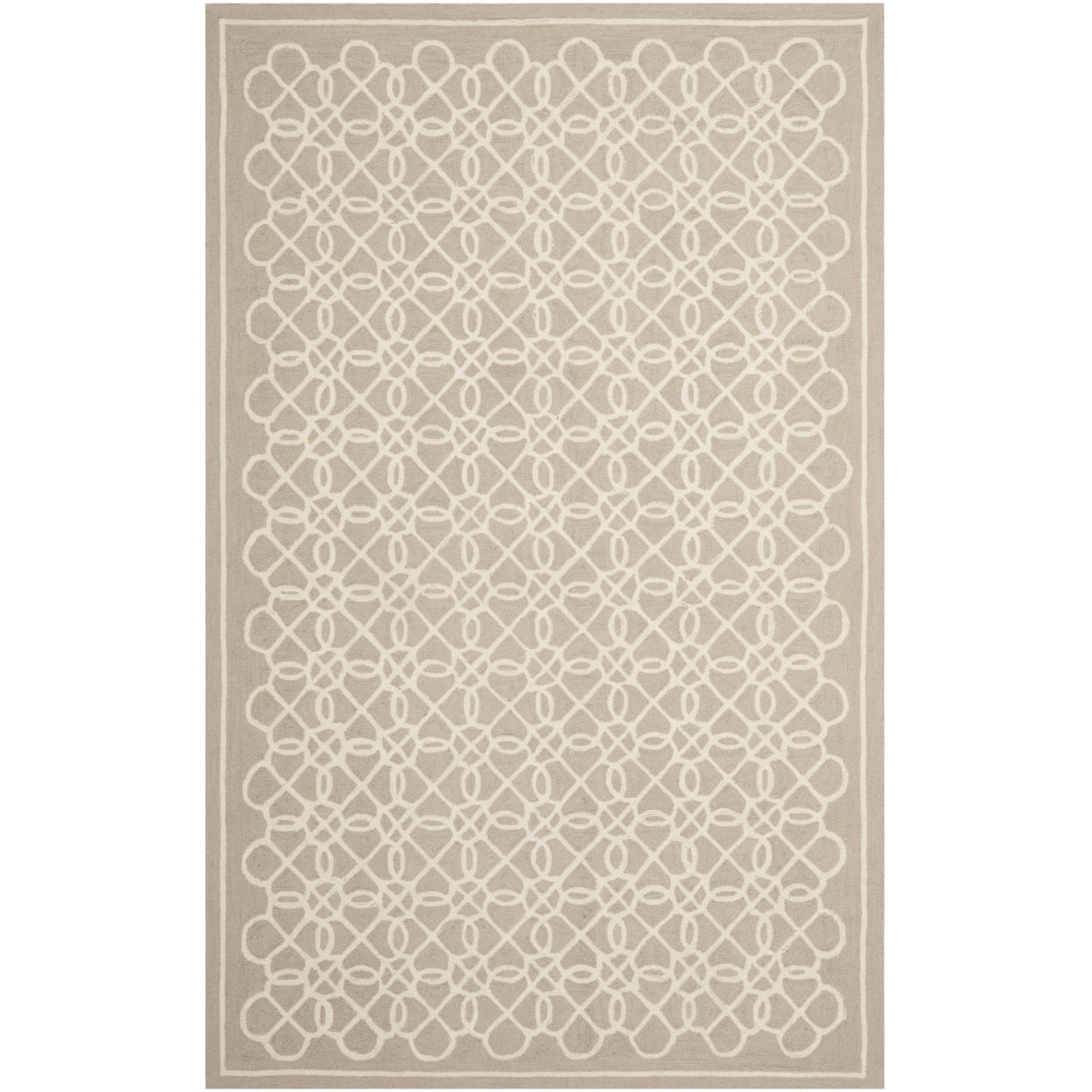 Handmade Tufted Floral Wool Area Rug in Tan and Ivory