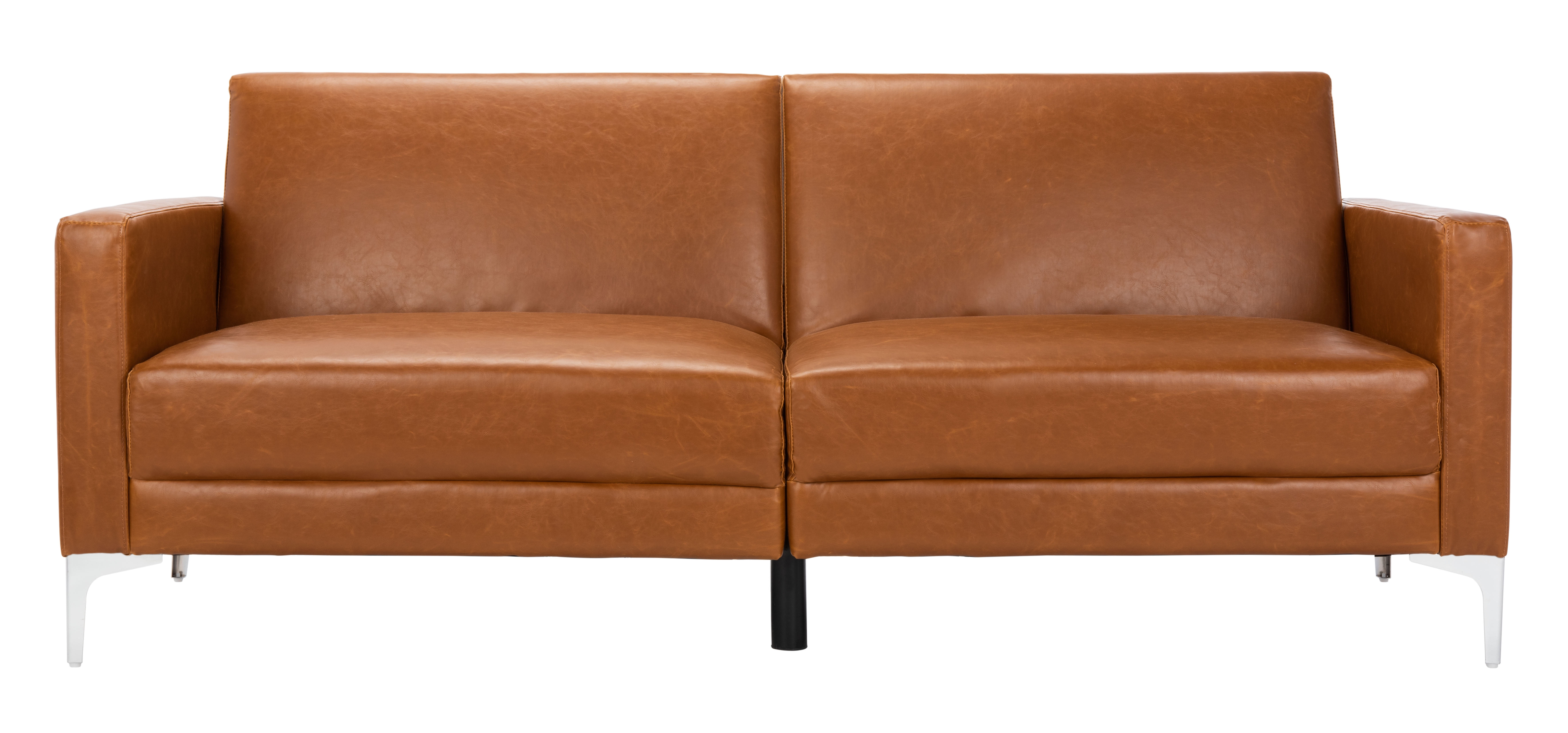 SAFAVIEH Chelsea Tansitional Foldable Futon Bed, Cognac/Chrome ( 79.1