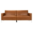 thumbnail image 1 of SAFAVIEH Chelsea Tansitional Foldable Futon Bed, Cognac/Chrome, 1 of 12
