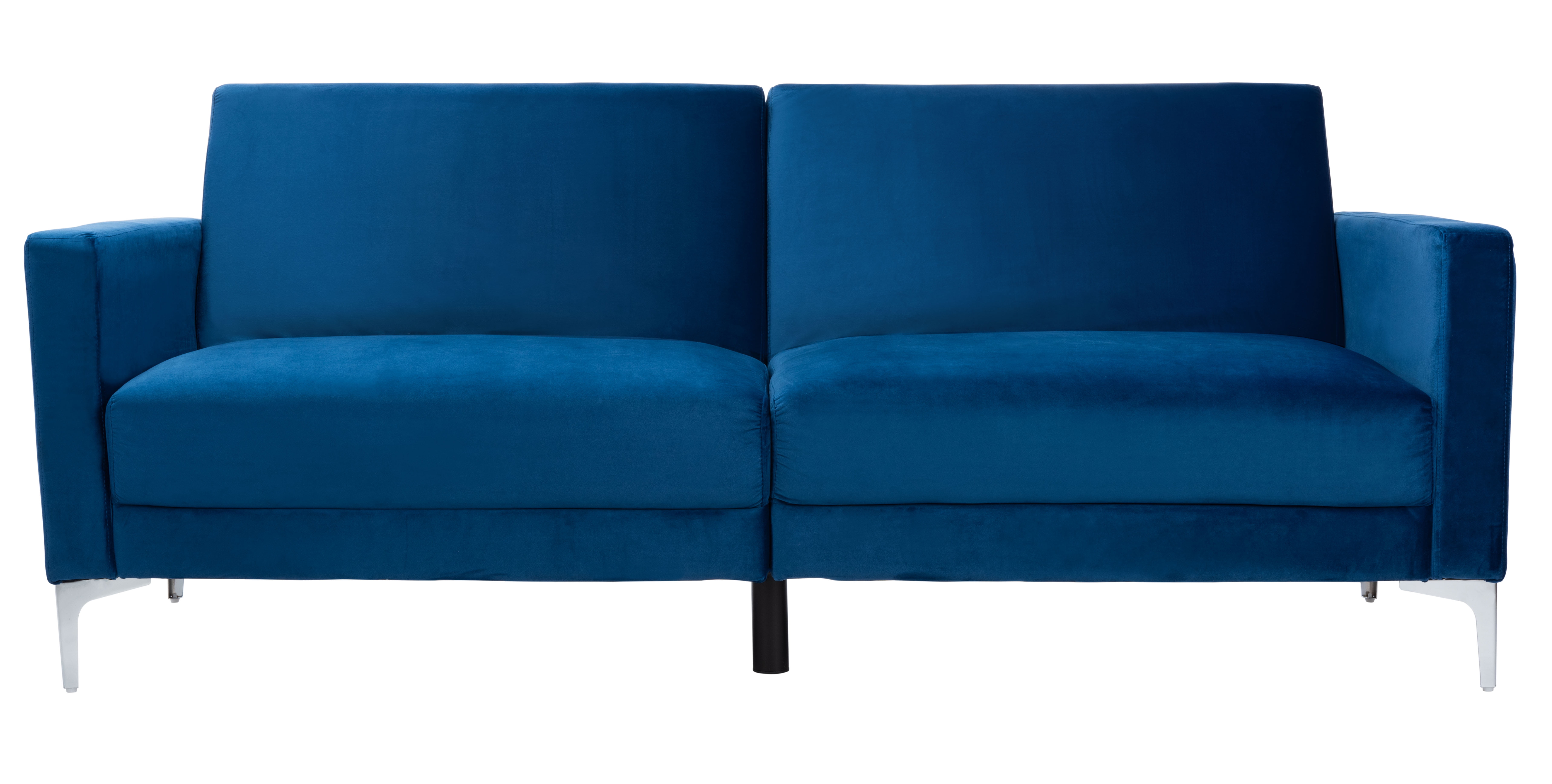 SAFAVIEH Chelsea Transitional Foldable Futon Bed, Navy/Chrome ( 79.1 in. W x 33.1 in. D x 32.7 in. H)