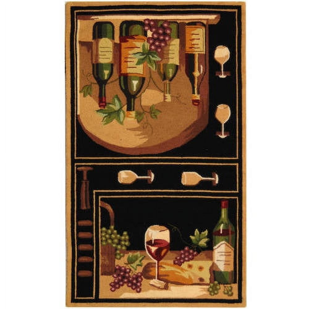Chelsea Black and Multi Wool Wine Poster Area Rug