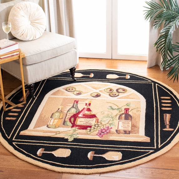 Safavieh Chelsea Tuscany Bordered Wool Area Rug, Black/Multi, 4' x 4' Round