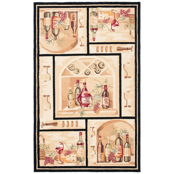 SAFAVIEH Chelsea Tuscany Wine Lovers Wool Area Rug, Gold/Multi, 1'8" x 2'6"