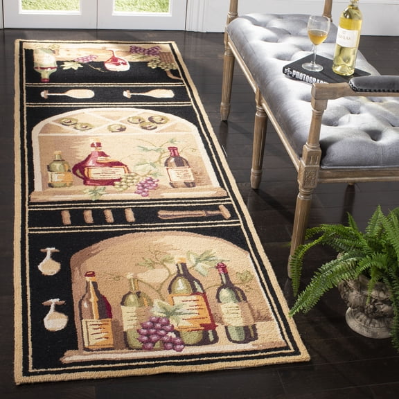 Safavieh Chelsea Tuscany Bordered Wool Runner Rug, Black/Multi, 2'6" x 10'