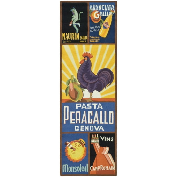 SAFAVIEH Chelsea Vintage Rooster Wool Area Rug, Black, 2'9" x 4'9"