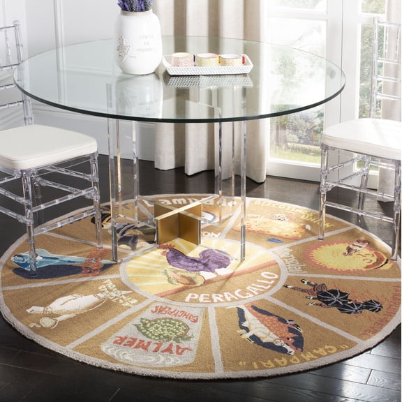 Safavieh Chelsea Vintage Geometric Area Rug, Mocha, 3' x 3' Round