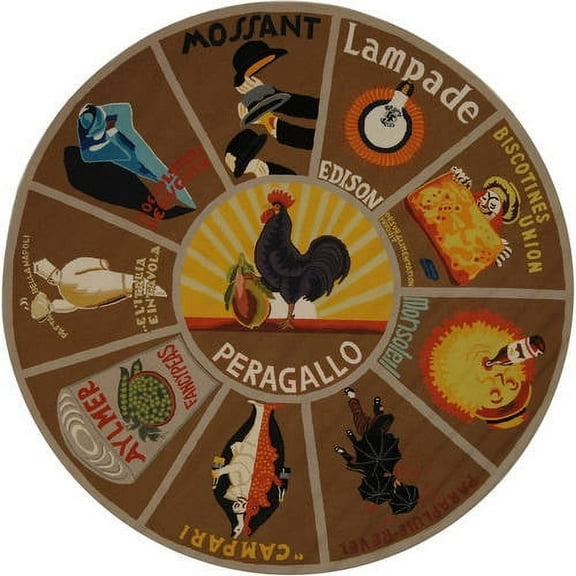 SAFAVIEH Chelsea Vintage Rooster Wool Area Rug, Mocha, 8' x 8' Round