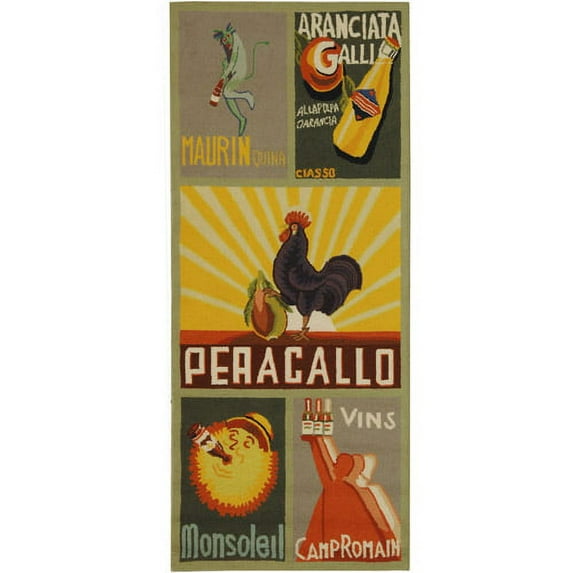 SAFAVIEH Chelsea Vintage Rooster Wool Runner Rug, Sage, 2'6" x 6'