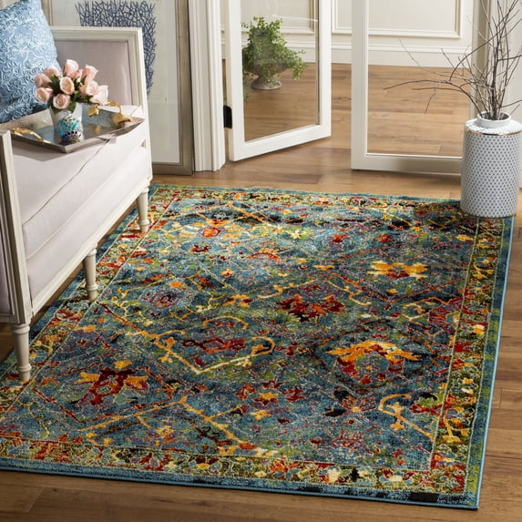 SAFAVIEH Cherokee Collection CHR914B Blue / Red Rug