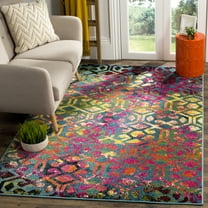 SAFAVIEH Cherokee Maitland Geometric Area Rug, Light Blue/Fuchsia, 5'1" x 7'6"