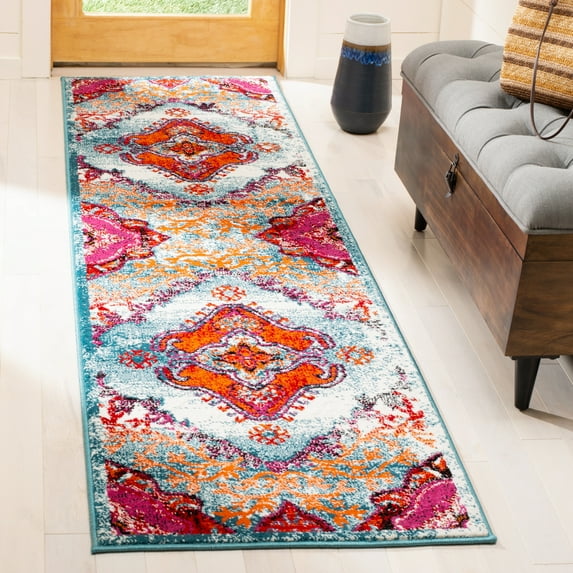 SAFAVIEH Cherokee Thane Southwestern Runner Rug, Light Blue/Fuchsia, 2'3" x 8'