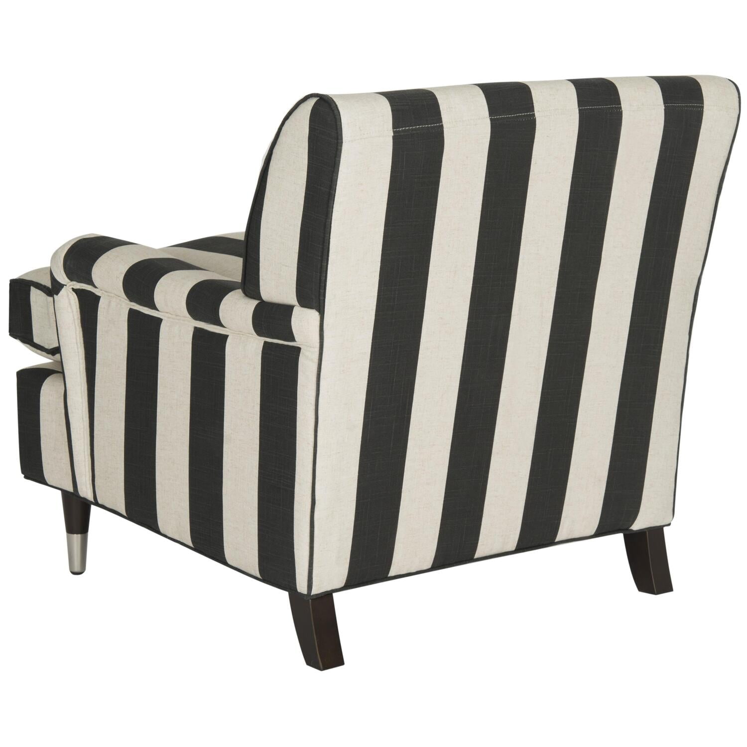 Chloe Black and White Striped Linen Arm Chair