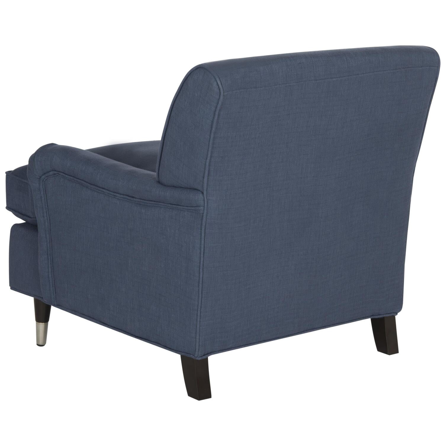Navy Spot 29" Contemporary Leather & Wood Arm Chair