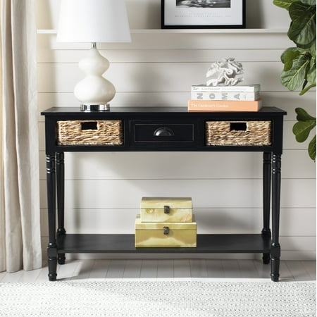 SAFAVIEH Christa Contemporary Console w/ Two Baskets, Distressed Black