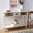 thumbnail image 1 of SAFAVIEH Christa Contemporary Console w/ Two Baskets, Distressed White, 1 of 14
