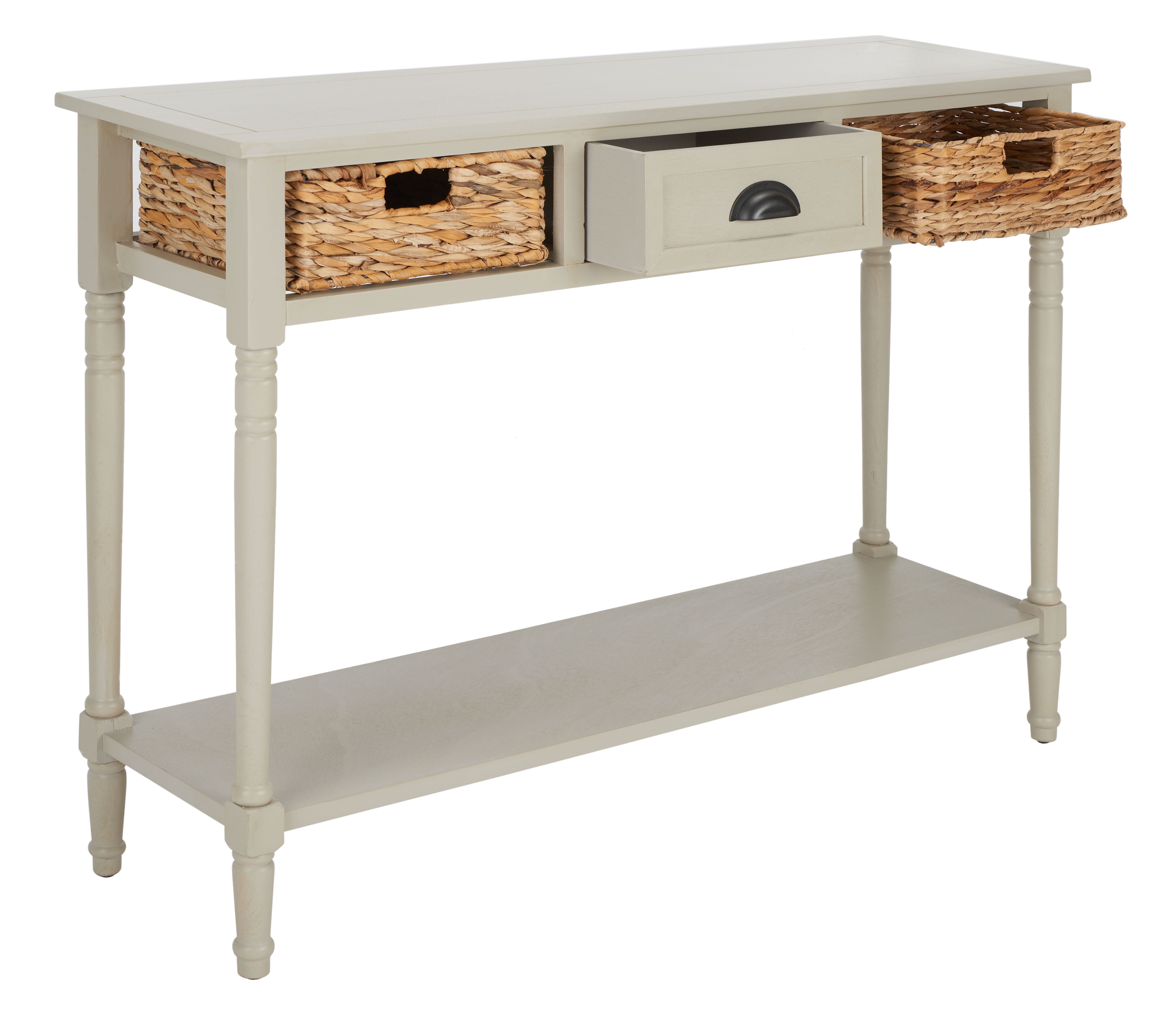 Christa Vintage Grey Wood Console Table with Storage