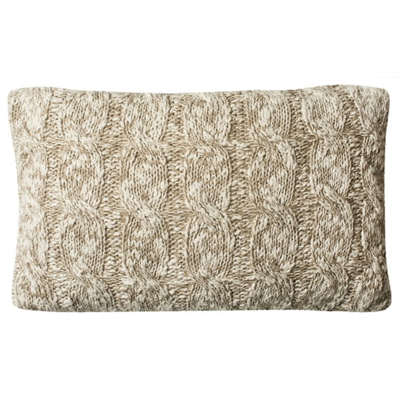 SAFAVIEH Chunky Knit Geometric Pillow, 12" x 20", Stone/Natural