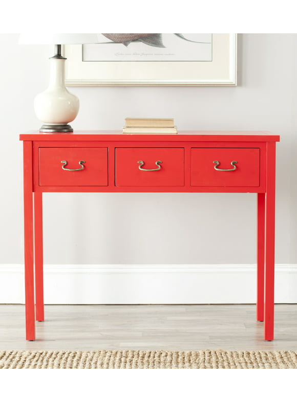 SAFAVIEH Cindy Contemporary Nautical Console w/ 3 Storage Drawers, Hot Red